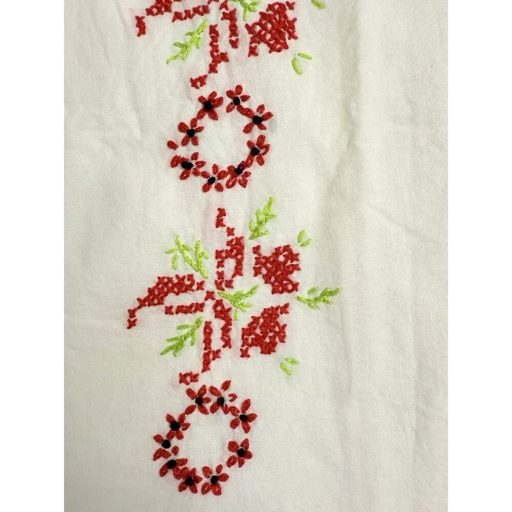 Embroidered Cross Stitch Floral Cotton Standard Pillow Case (1) 29X19 home made